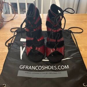 G Franco Women's Black and Red Heels